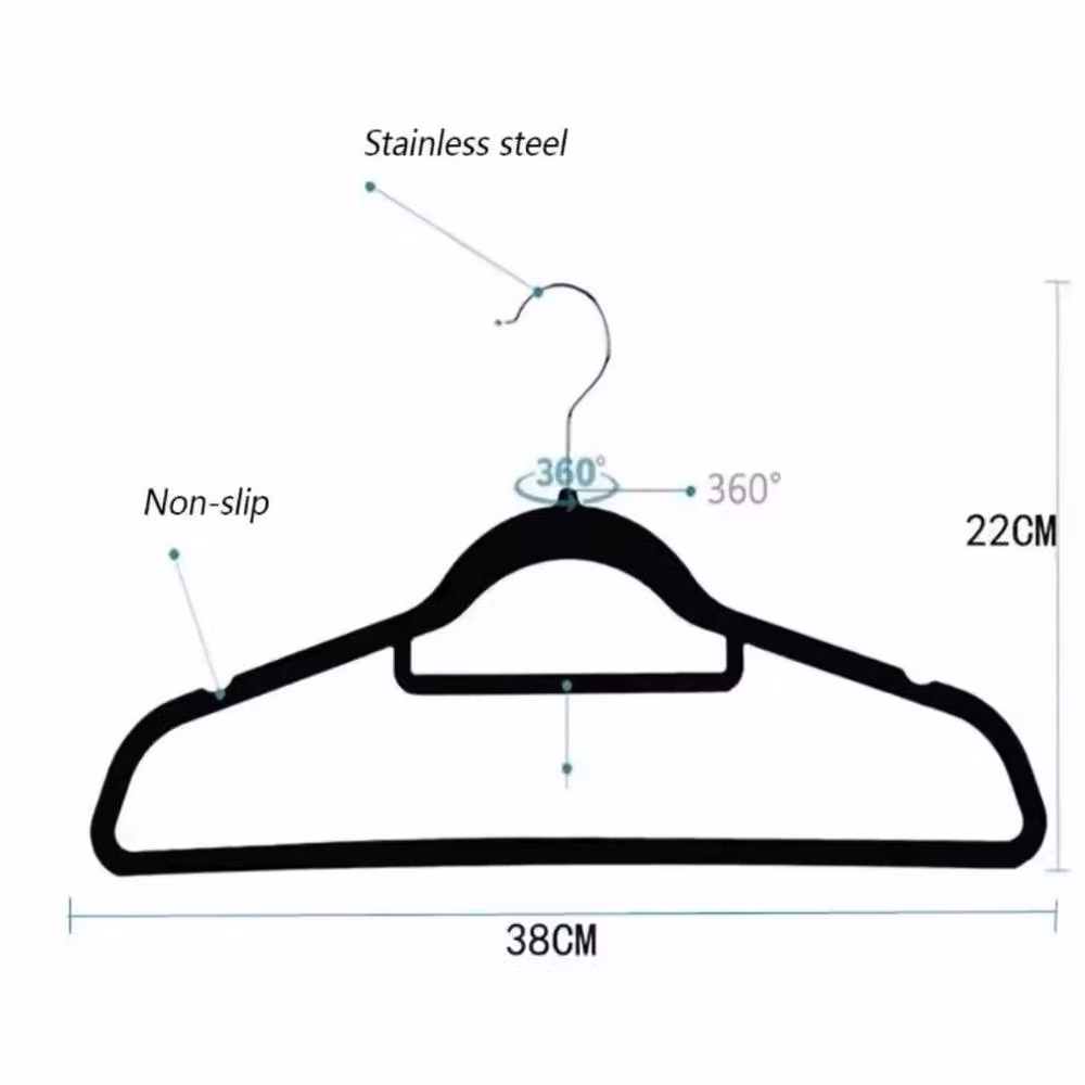 VOGREX 20-Piece Black Non-Slip Velvet Trouser and Tie Hangers with Bar – 2