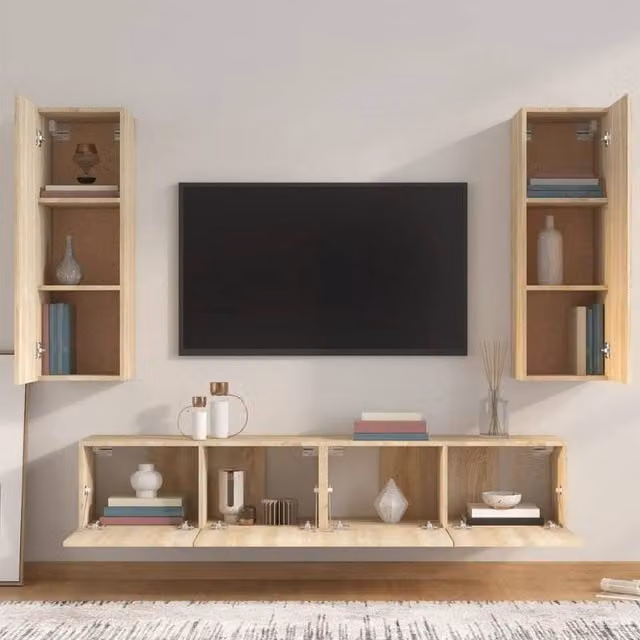 Berkfield Home Classic 4 Piece TV Cabinet Set in Light Oak