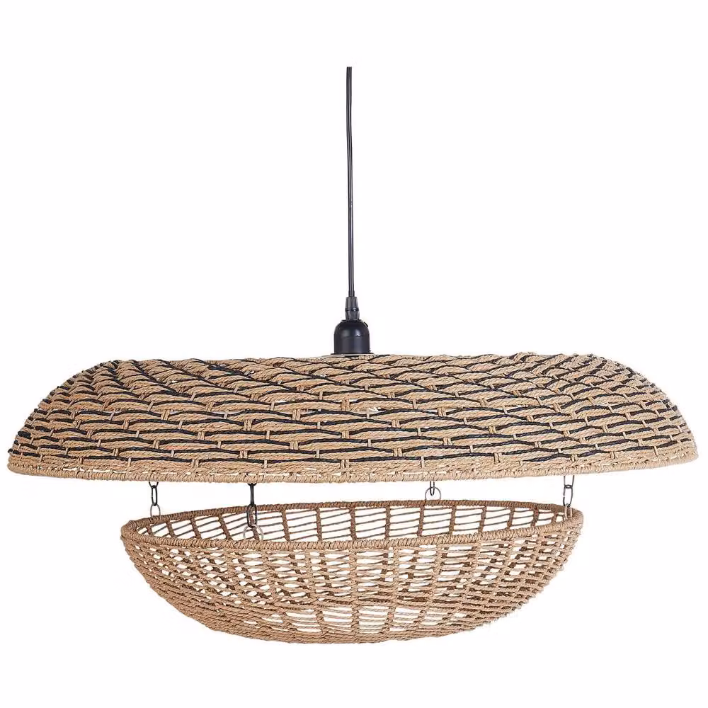 Wyld and Coco Natural Paper Rope Pendant Lamp in Brown, Beige and Sand with Metal Mount, Diameter: 65 cm – 2