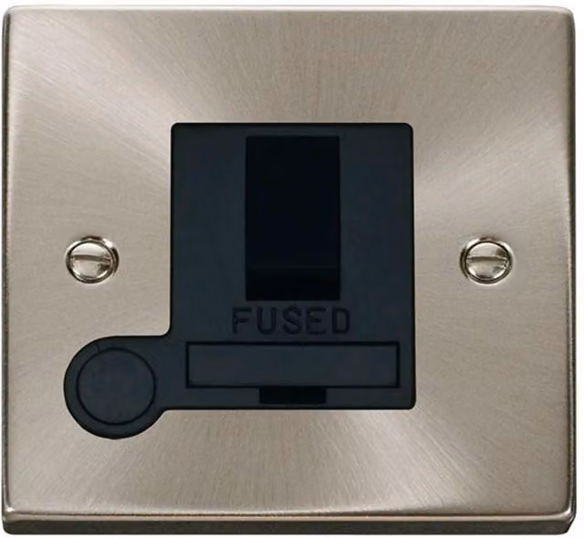 SE Home 13A Switched Fused Connection Unit with Flex in Brushed Chrome and Metallic Silver