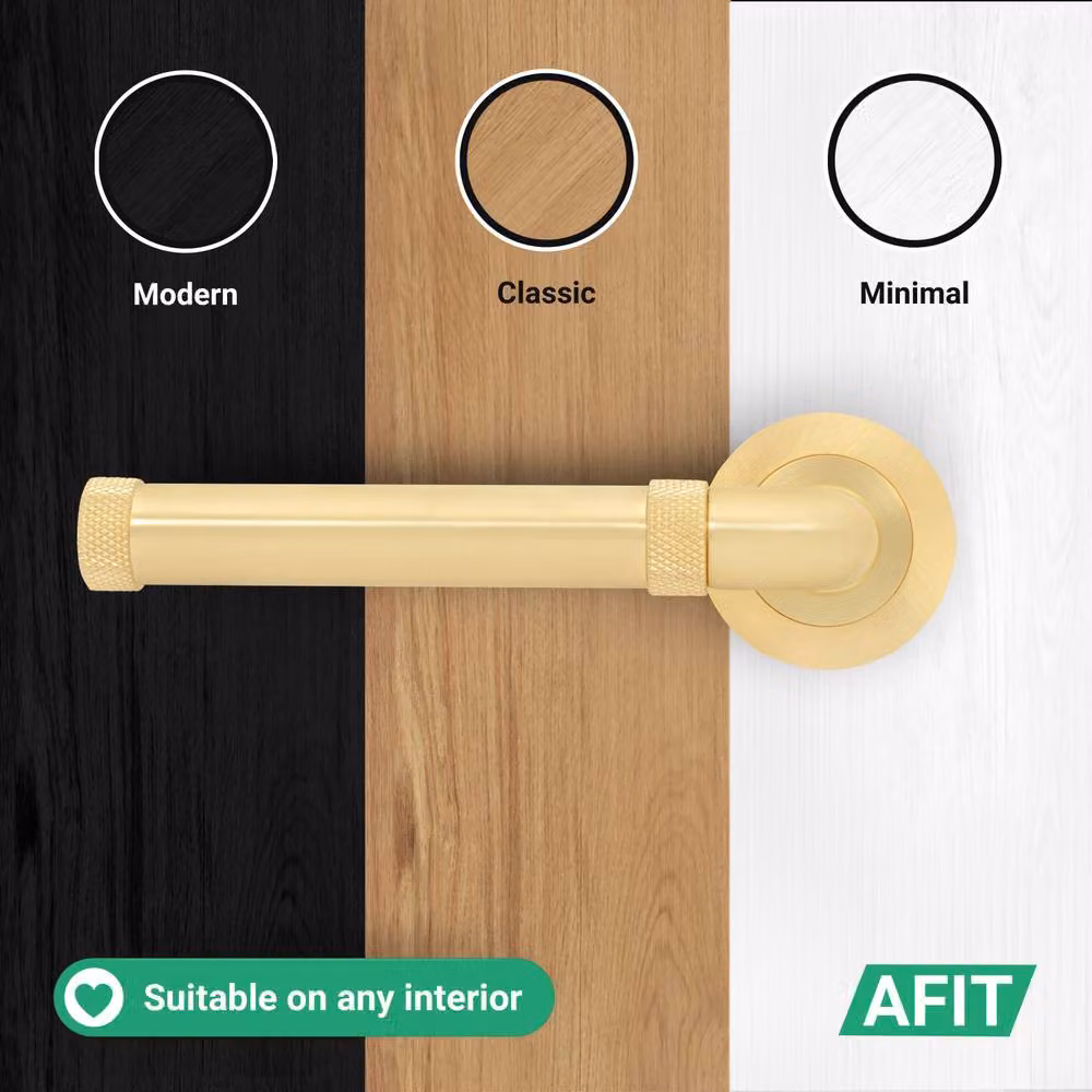 AFIT Gold Brass Fire Door Handle with Euro Lock Thumbturn Cylinder Set and Hinges, 150 x 150 mm – 4