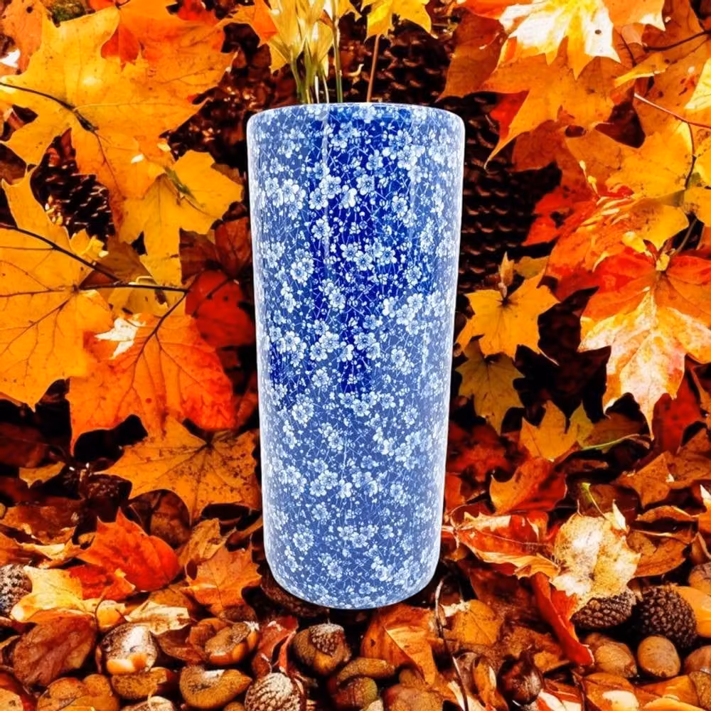 Minster Peasely Round Ceramic Umbrella Stand Vase in Blue and White, W: 20 cm, D: 20 cm, H: 46 cm – 4