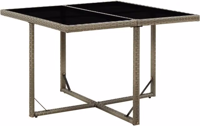 Berkfield Home Extendable Square Garden Table in Grey Poly Rattan and Glass, W/D/H: 107 x 107 x 74 cm – 1