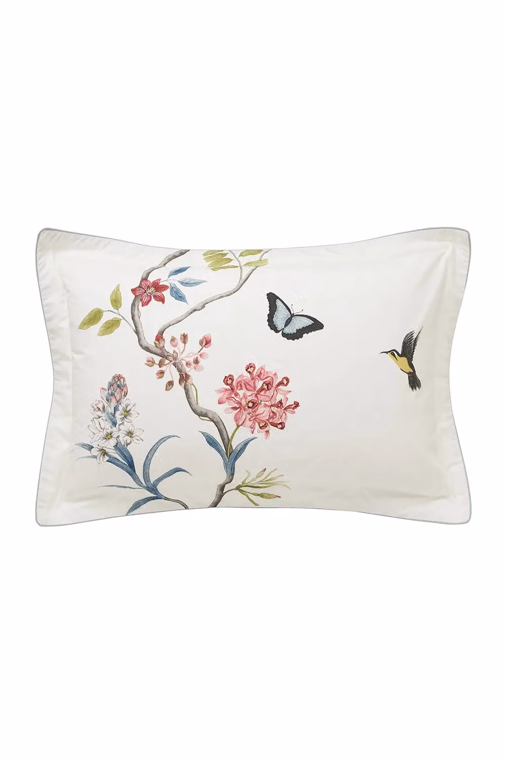 Sanderson Clementine Floral Cotton Percale Duvet Cover and Pillowcase Set in Blue and Pink, W/D/H: 140 x 200 cm – 3