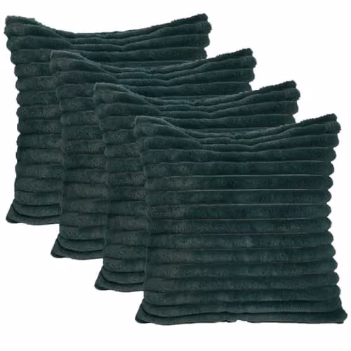 OHS Faux Fur Decorative Square Cushion Covers, Pack of 4, Green, W/D/H: 45 x 45 x 45 cm