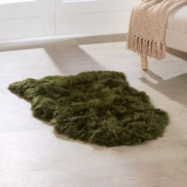 Native Natural Organic Green Sheepskin Fur Rug XXL