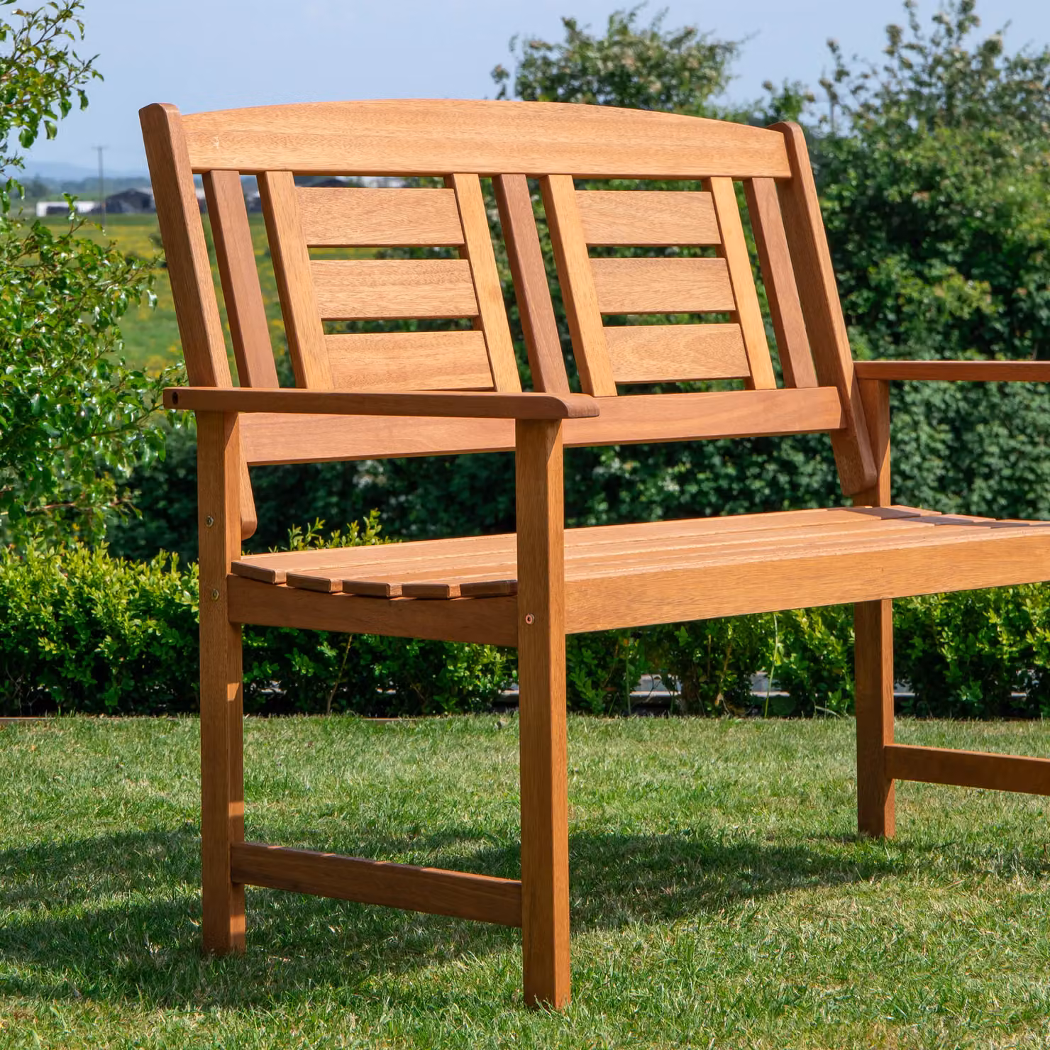 Samuel Alexander Hawkshead 2 Seater Outdoor Wooden Garden Patio Bench in Brown, W/D/H: 200 x 48 x 92 cm – 2