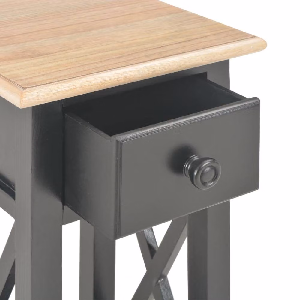 Berkfield Home Black Wood Side Table, W/D/H: 27 x 27 x 65.5 cm – 4