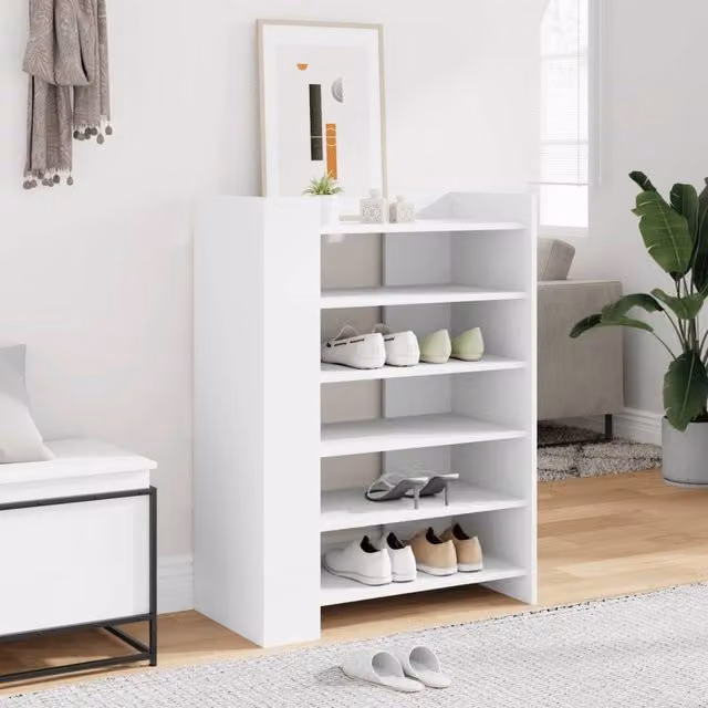 Berkfield Home White Wall Mounted Shoe Cabinet with Internal Shelves, W/D/H: 74.5 x 37.5 x 100 cm – 1