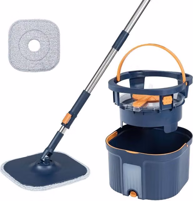 Costway Spin Mop and Bucket Set with Wringer and 2 Microfibre Pads in Blue