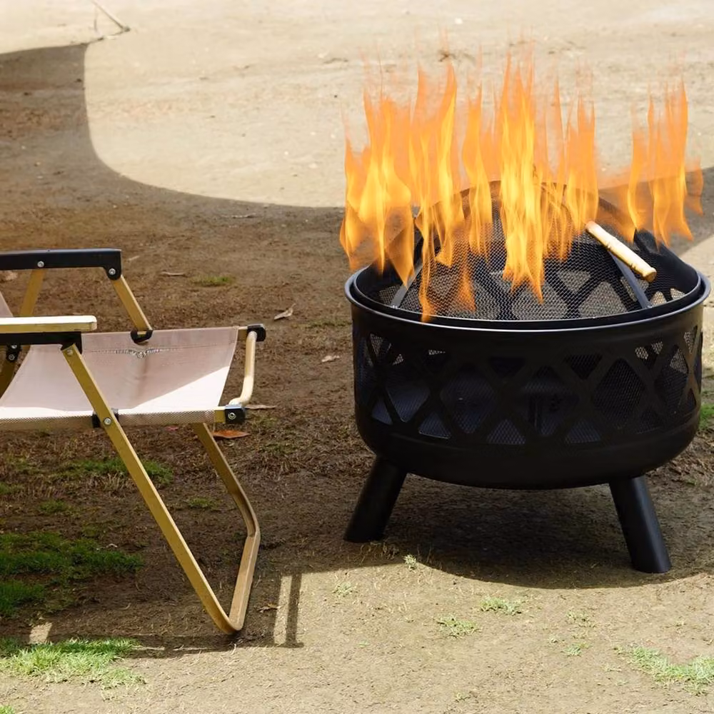 Nordara Black Steel Round Fire Pit Bowl, Diameter: 60.96 cm, Height: 58.0 cm – 3
