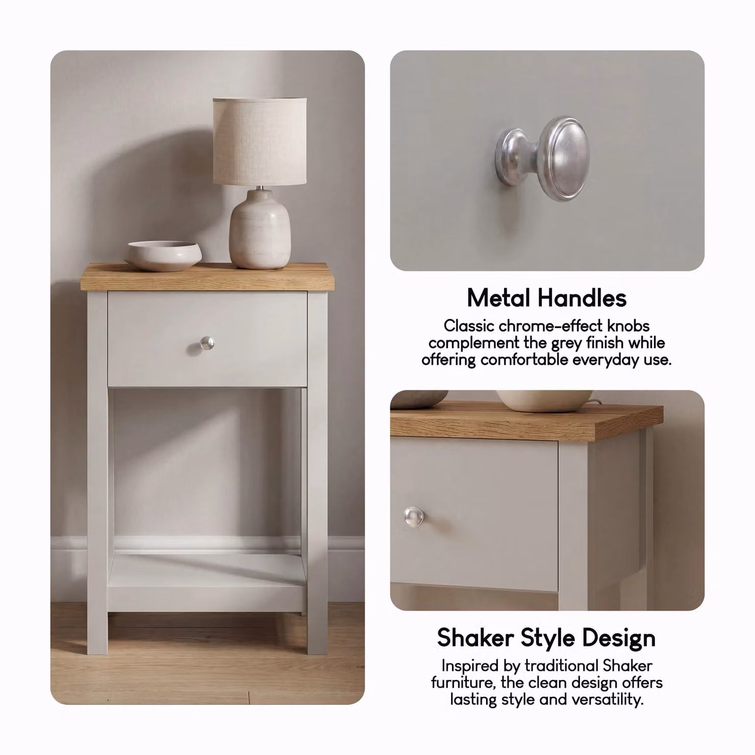 Vida Designs Arlington 1 Drawer Console Table in Grey – 3