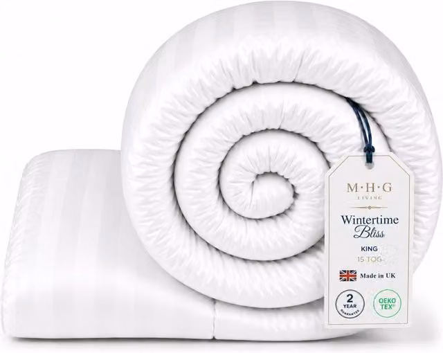 MHG Living 15 Tog Winter Microfibre Hollow Fibre Duvet, White, King Size