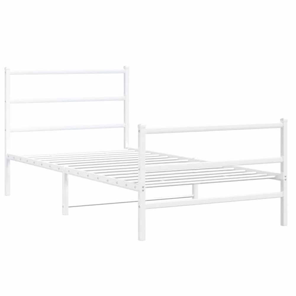 Berkfield Home Metal Bed Frame with Footboard in White, W/D/H: 100 x 200 cm – 3