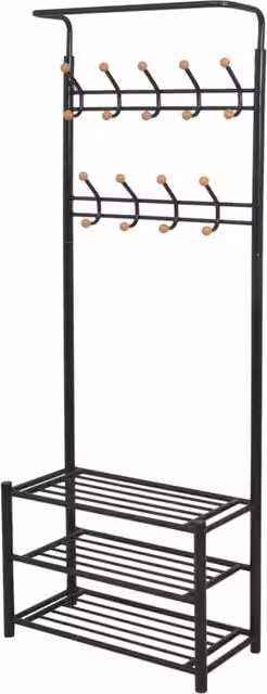 Berkfield Home Clothes Rack with Shoe Storage, Black, W/D/H: 68 x 32 x 182.5 cm
