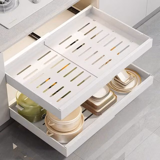 FORGEVIO White Stainless Steel Pull Out Cabinet Organizer Slide Out Drawer