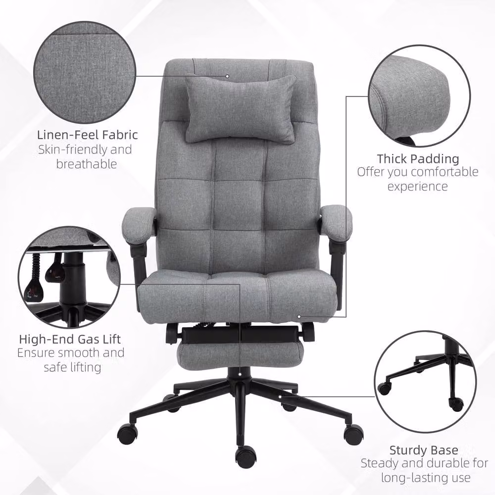 ERGOVEXA Ergonomic Office Chair with Footrest and Headrest, Grey – 5