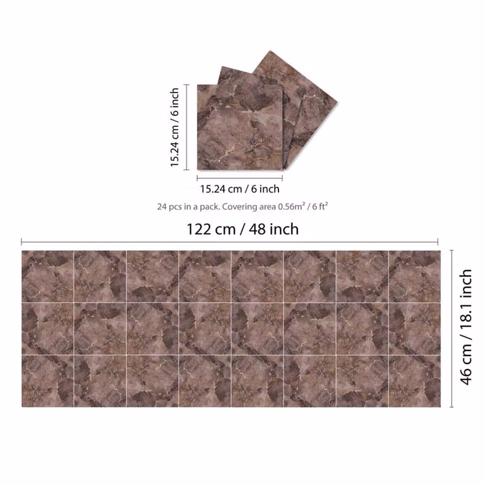 PAWNORA Copper Brown Marble Look Tile Stickers for Walls – 2