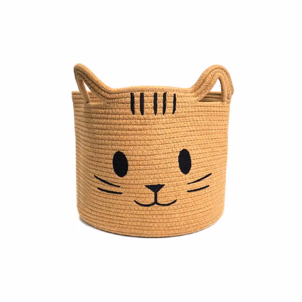Voltico Large Foldable Cotton Animal Storage Basket in Brown/Sand, W/D/H: 30 x 30 x 30 cm – 2