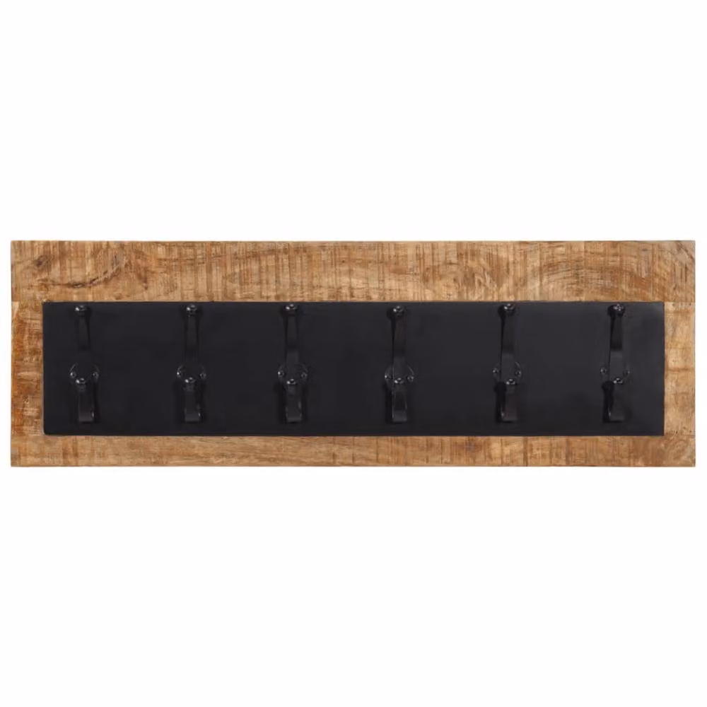Berkfield Home Wall-mounted Mango Wood Coat Rack with 6 Metal Hooks in Brown and Multicolour – 2