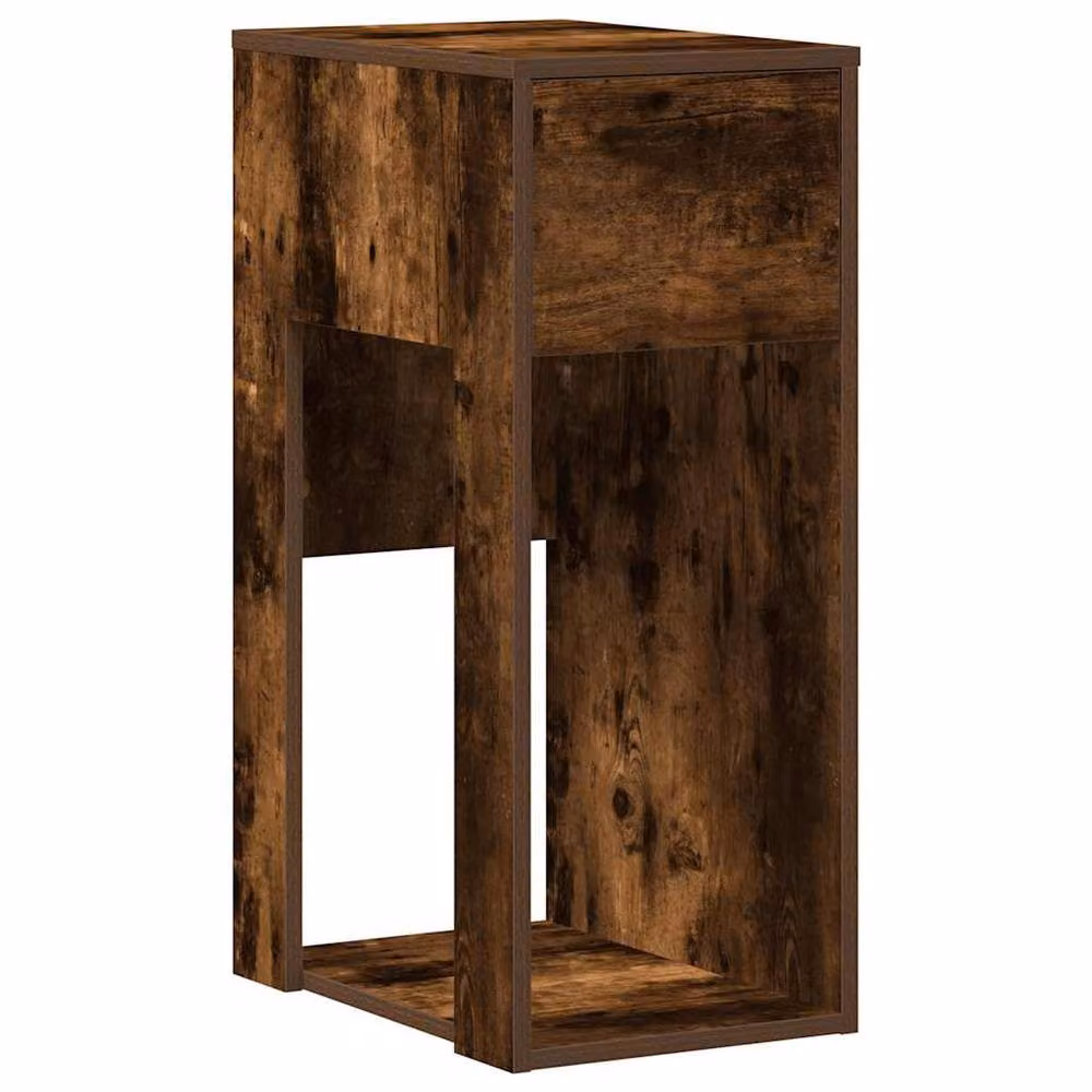 Berkfield Home Computer Tower Stand with Drawer in Smoked Oak Brown, W/D/H: 30 x 44 x 74 cm – 2