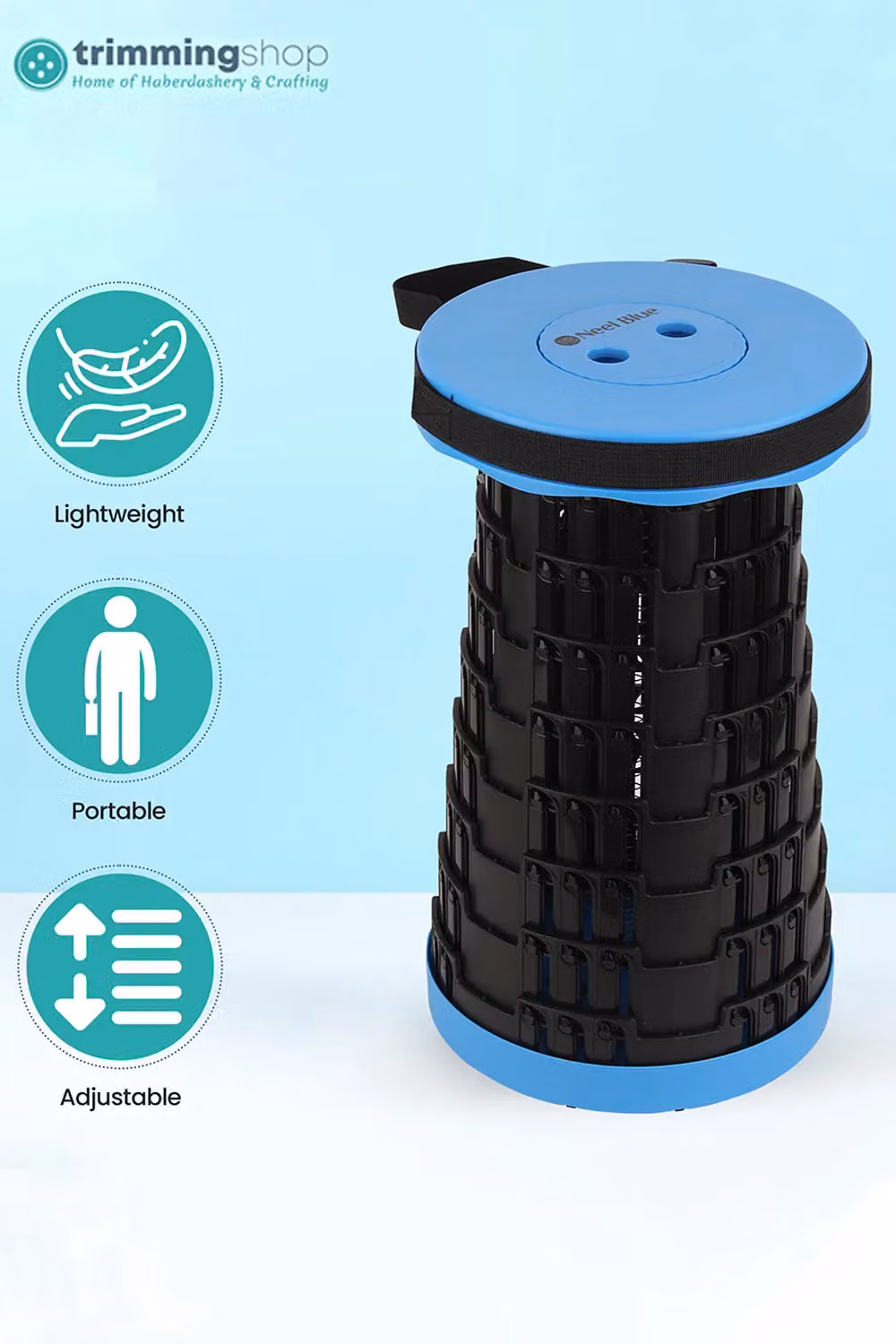 Neel Blue Foldable Telescopic Stool, Portable Collapsible Camping Stool in Blue – 3