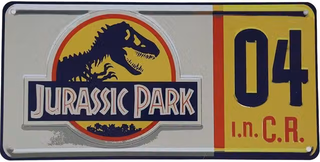 FaNaTtik Jurassic Park Replica Number Plate Multicolour Metal Tin Sign