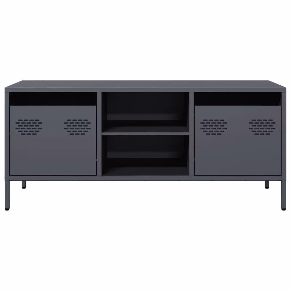 Berkfield Home Anthracite TV Cabinet in Matt Cold-rolled Steel, W: 101.5 cm, D: 39 cm, H: 43.5 cm – 4