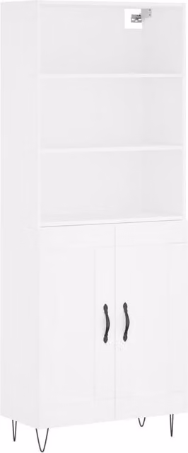 Berkfield Home White Matt Highboard with Hinged Doors and Internal Shelves, W/D/H: 69.5 x 34 x 180 cm