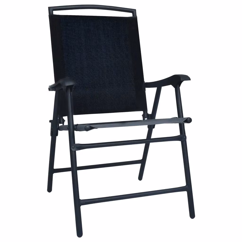 Berkfield Home Set of 2 Folding Garden Chairs in Black Textilene with Powder Coated Steel Frame – 2