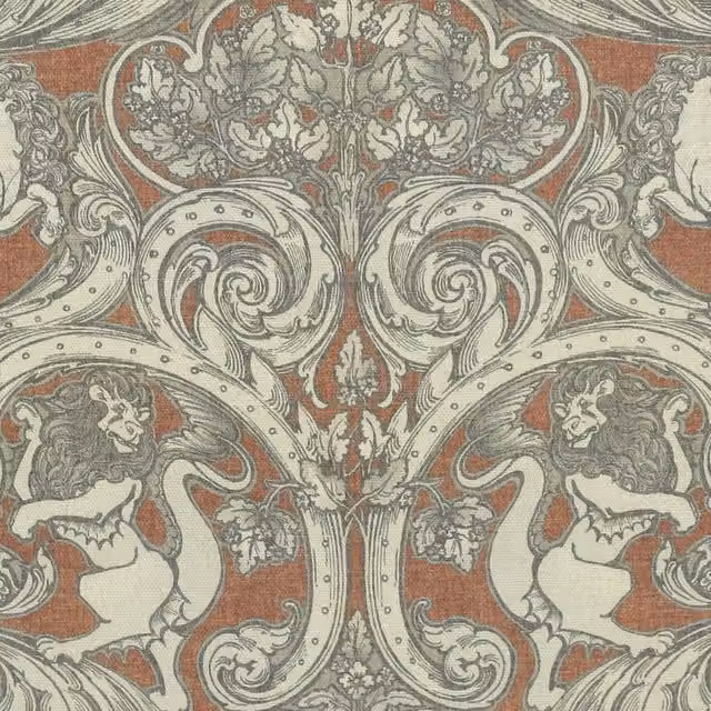HOUSE Llewelyn-Bowen Menagerie Artois Printed Fabric in Scarlet and Orange