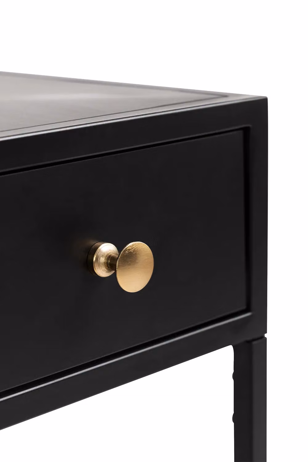 MH London Brockwell Modern Metal Bedside Table with Storage Drawer in Black and Gold – 4