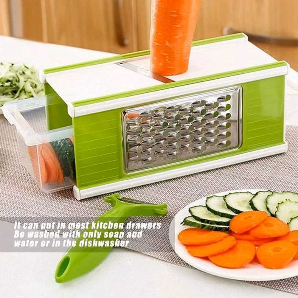 NESTLUNE 5-in-1 Mandoline Slicer, Julienne Cutter and Vegetable Chopper in Green, W: 100 cm, H: 15 cm, D: 15 cm – 3