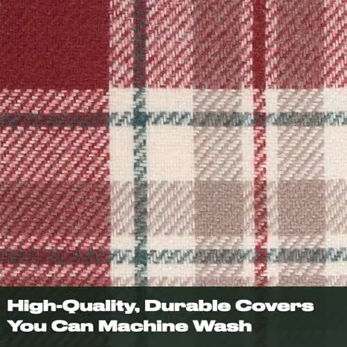 OHS Set of 2 Red and Black Woven Check Square Cushion Covers, W/D/H: 45 x 45 x 45 cm – 3