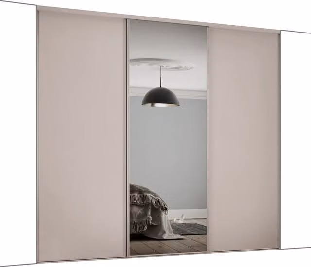 Spacepro Classic Cashmere Panel and Mirror Sliding Wardrobe Door Kit, Height: 176 cm