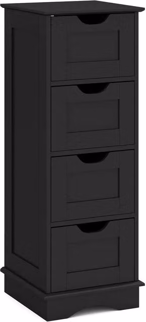 VOGREX Black Matt Freestanding Narrow Bathroom Storage Cabinet