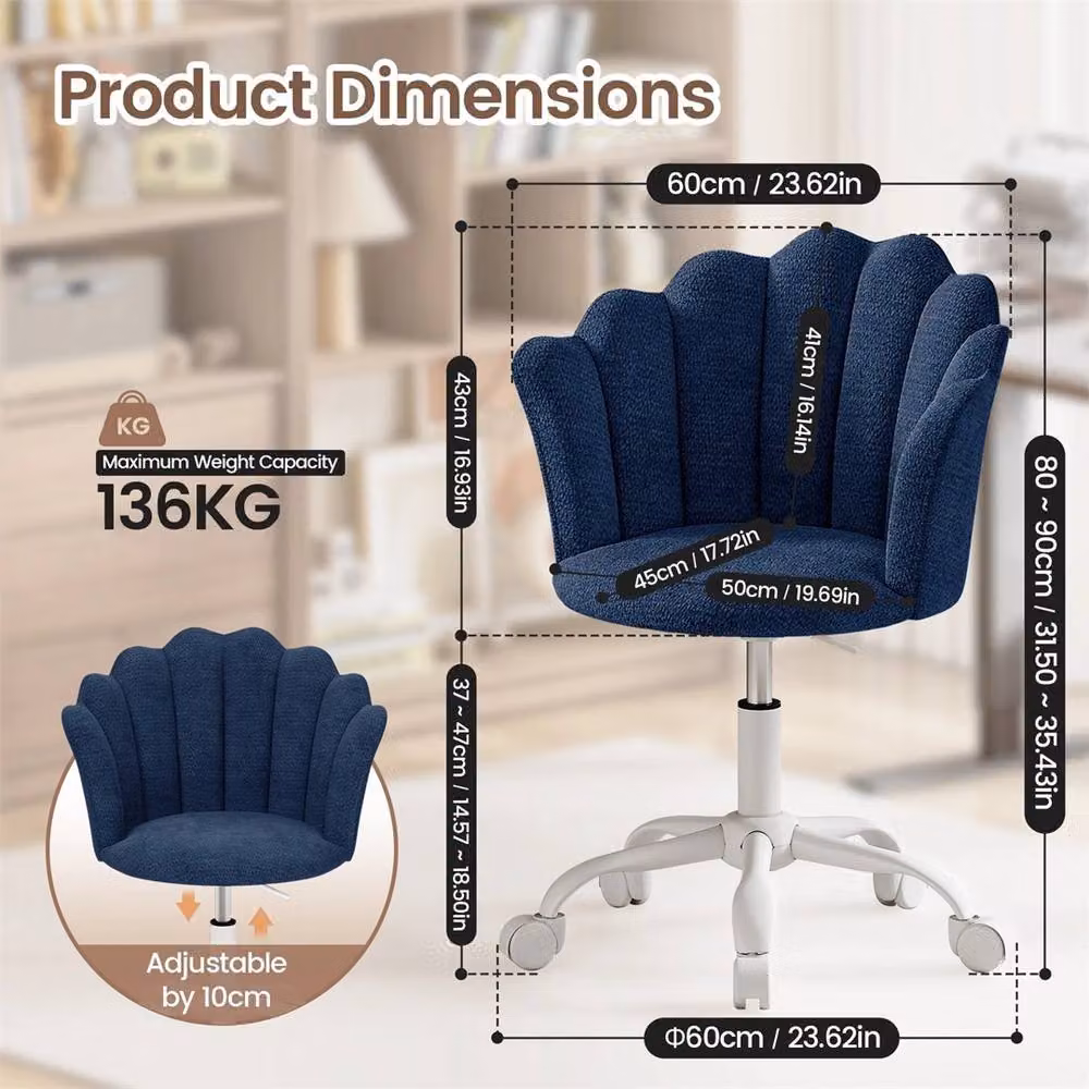 Havendro Modern Blue Chenille Fabric Swivel Task Chair for Home Office – 2