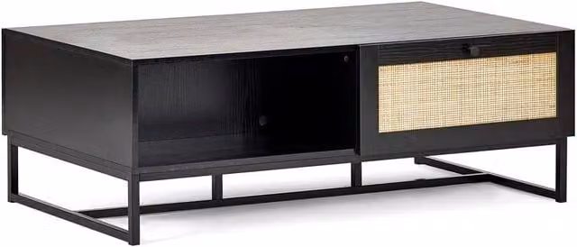 Cheshire Portree Modern Matt Black Rectangular Coffee Table – 1