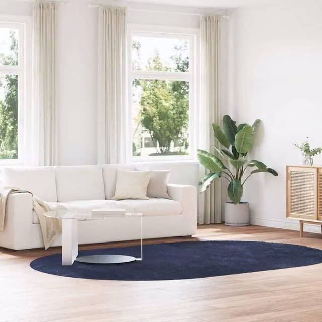 Berkfield Home NAVARRA Navy Blue Shaggy High Pile Polyester Rug, W: 300 cm, D: 200 cm