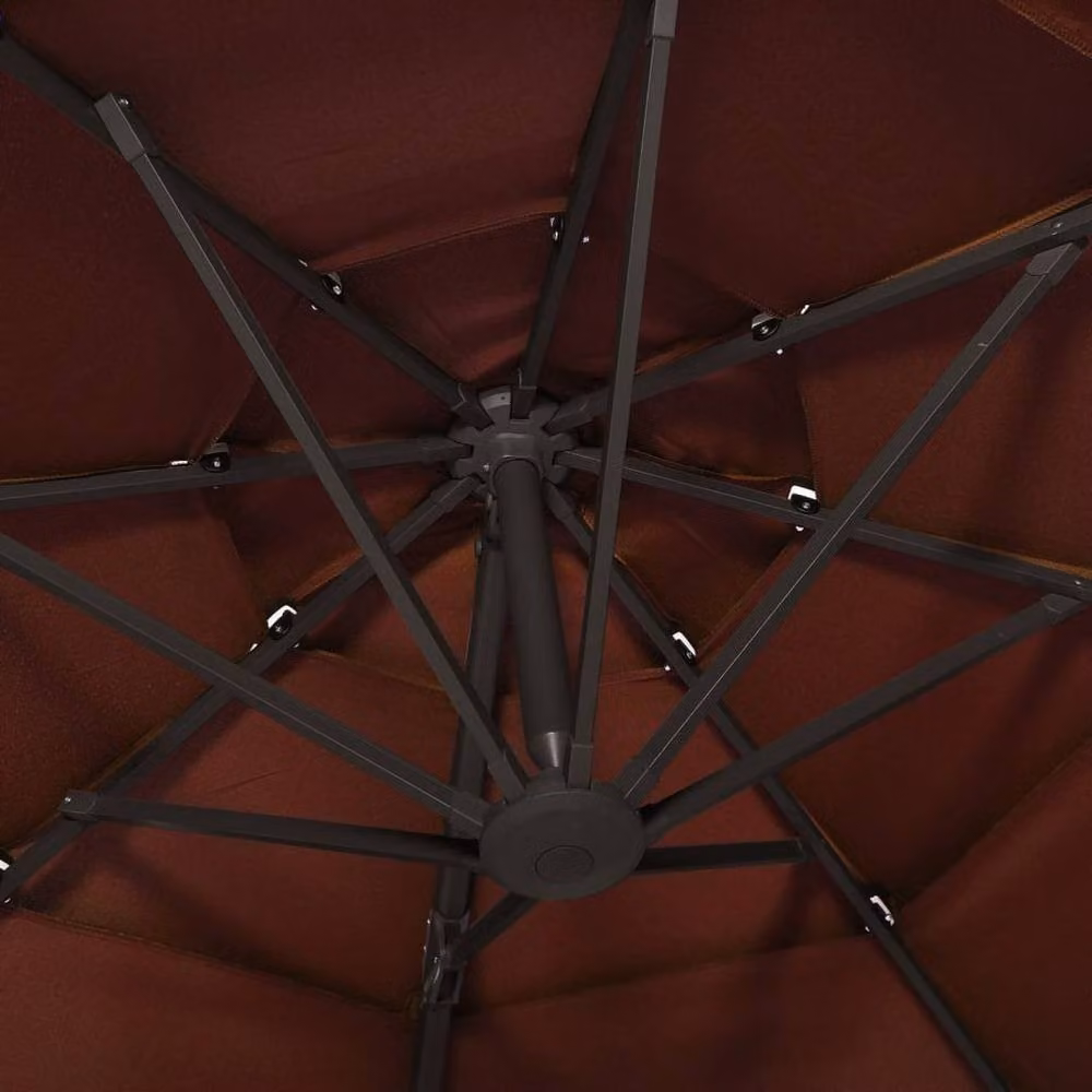 Berkfield Home 4-Tier Parasol in Terracotta with Aluminium Pole, W: 300 cm, D: 300 cm, H: 247 cm – 3