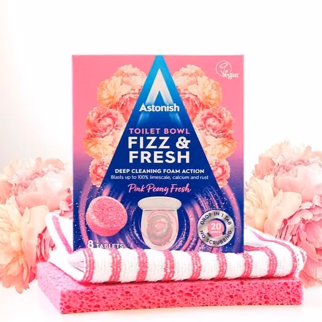 Astonish Fizz Fresh Foaming Toilet Bowl Cleaner Tablets in Pink Peony, 8 x 20 g