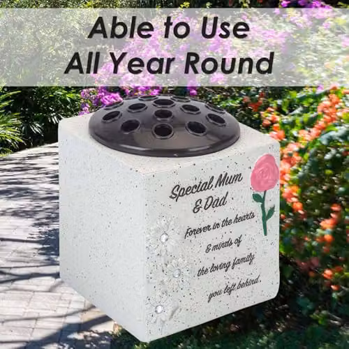 VFM e-Store Memorial Ornament Flower Pot Planter, Grey, W: 14 cm, D: 13.5 cm – 4