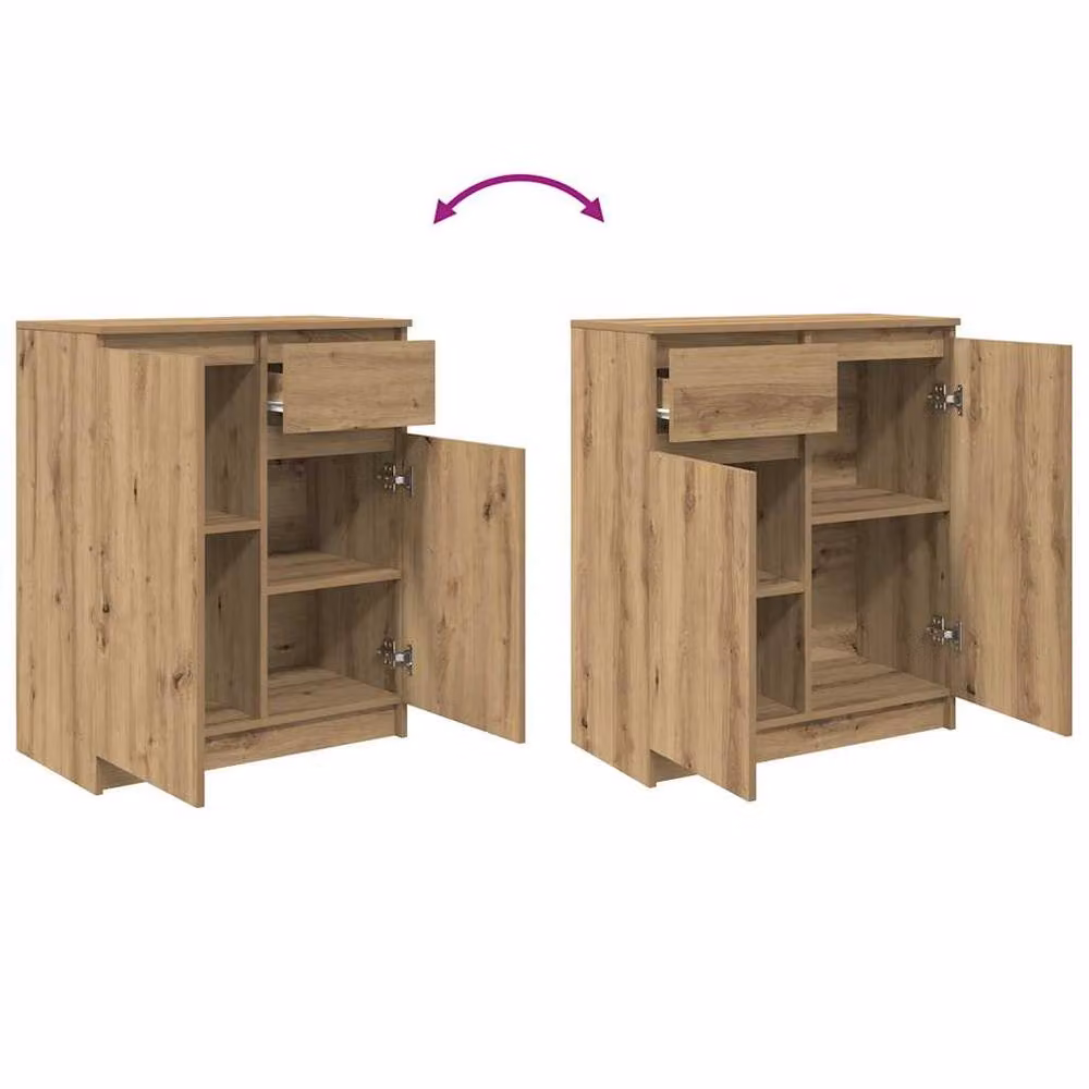 Berkfield Home Artisan Oak Sideboard with Drawer in Brown, W/D/H: 71 x 35 x 84 cm – 3