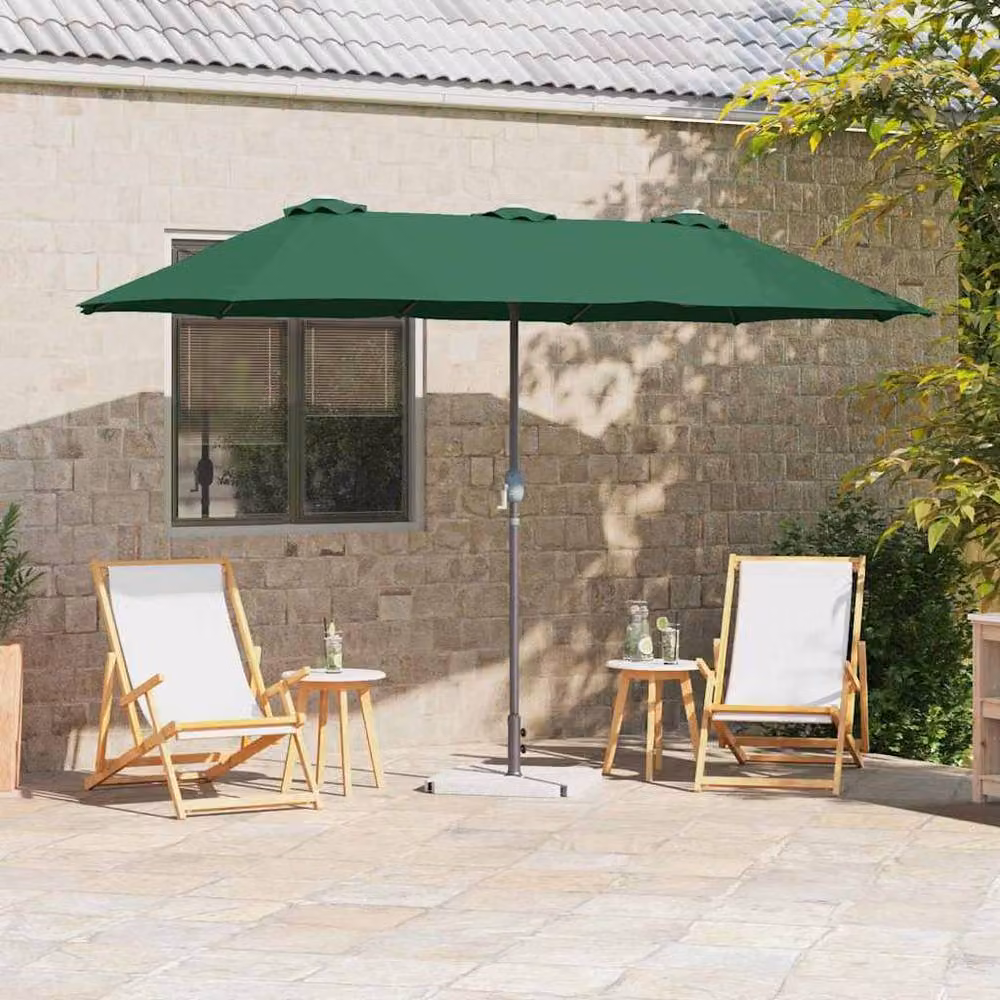 Berkfield Home Modern Garden Parasol in Green with Powder-coated Steel, W: 380 cm, D: 196 cm, H: 235 cm – 2