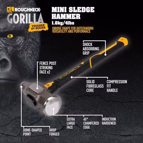 Roughneck Gorilla Black Fibreglass Mini Sledge Hammer 1.8 kg – 2