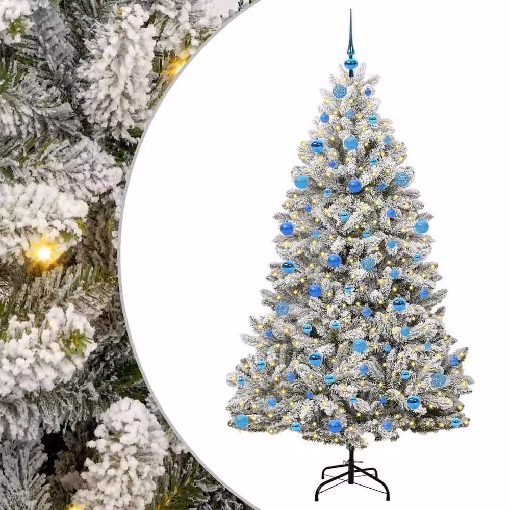 Berkfield Home Elegant Artificial Christmas Tree in Green and White, Height: 180 cm – 2