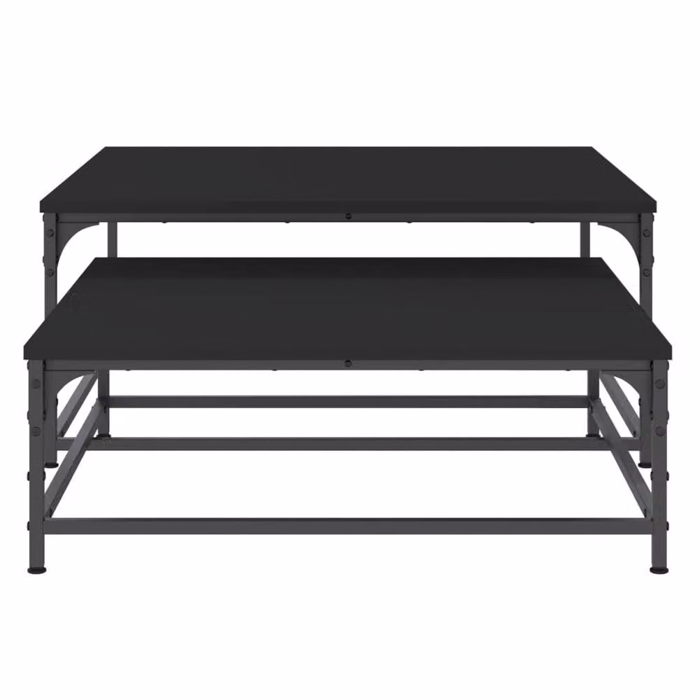 Berkfield Home Nesting Coffee Tables, 2 Piece Set in Black Matt Engineered Wood – 4