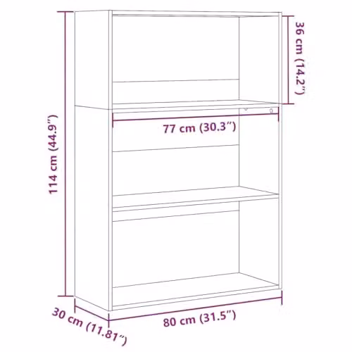 vidaXL Modern Bookcase in Brown, W/D/H: 80 x 30 x 114 cm – 2