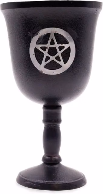 KDMK Cast Iron Geometric Ritual Goblet with Pentagram in Grey and Black