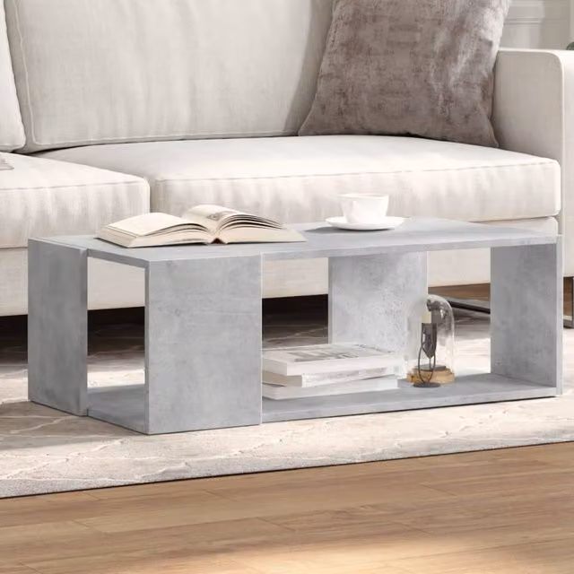 Berkfield Home Modern Rectangular Coffee Table in Concrete Grey, W: 89.5 cm, D: 48 cm, H: 30 cm – 1